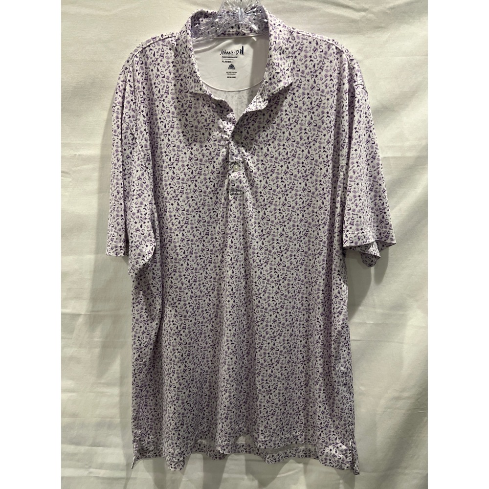 Johnnie-O Men Breeders Cup Performance Polo Shirt Purple White XL UPF 50 Golf
